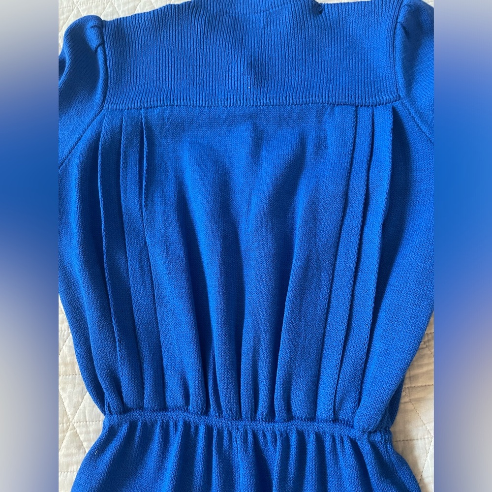 ST. JOHN Vintage Ultra Rare Script 80's Label Santana Knit Blue Jumpsuit Size 6? - Picture 7 of 9